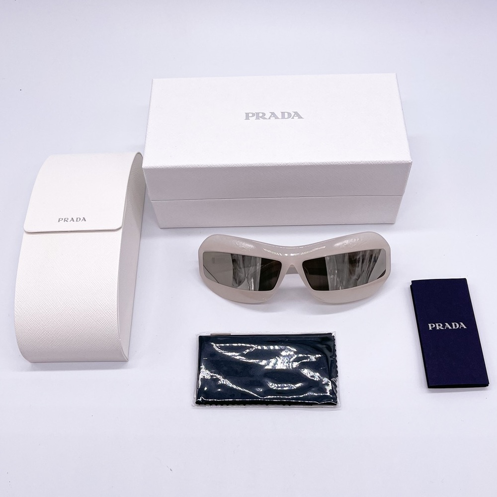 NEW PRADA OVERSIZED UNISEX SUNGLASSES IVORY EYEWEAR PRADA - Picture 11 of 11